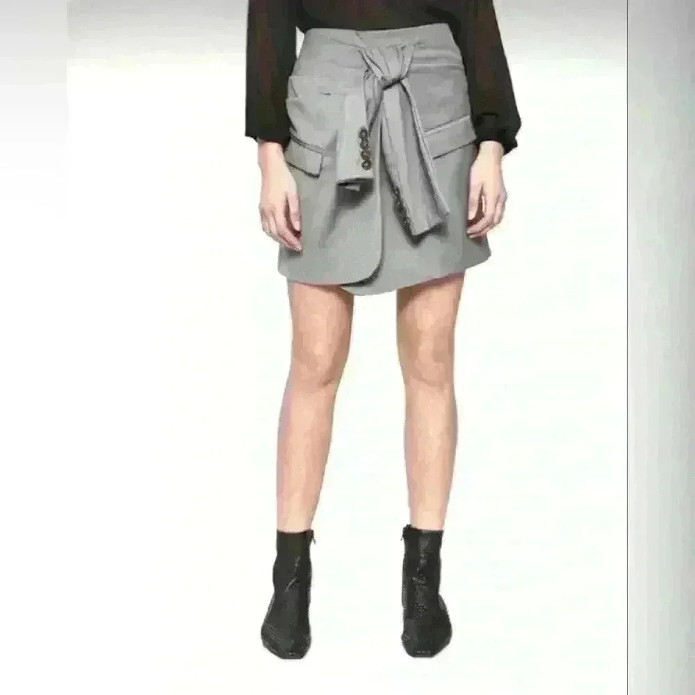 Nwt! Stelen Shirtsleeve Tie Front Mini Skirt